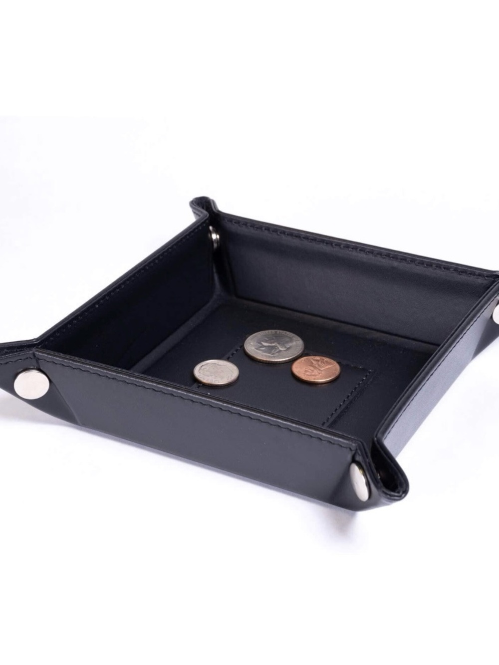 Dacasso Leather Travel Change Tray, Classic Black (A1088)